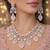 Bridal Jewelry Set: Pink Tear-Drop Necklace, Earrings, Maang Tikka – Silver Finish Indian Ethnic Weddings