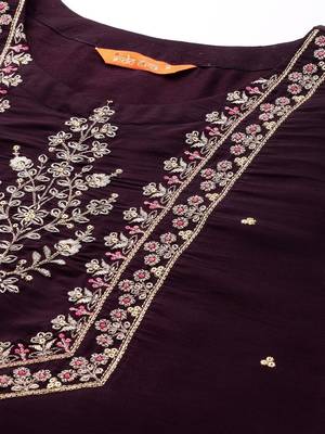 Floral Embroidered Regular Kurta with Trousers & Dupatta 3