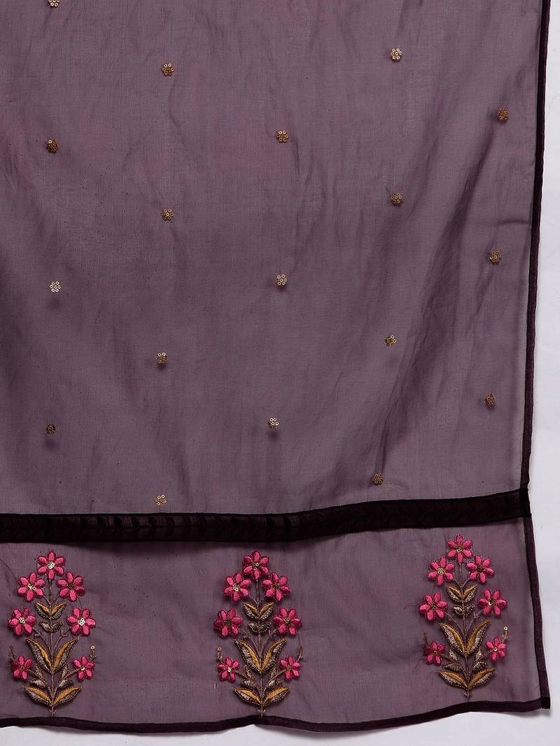 Floral Embroidered Regular Kurta with Trousers & Dupatta