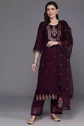 Floral Embroidered Regular Kurta with Trousers & Dupatta