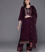 Floral Embroidered Regular Kurta with Trousers & Dupatta
