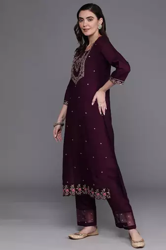 Floral Embroidered Regular Kurta with Trousers & Dupatta