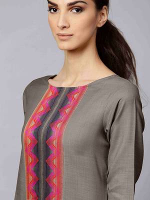 Women Grey Kurta with Palazzos & With Dupatta 2