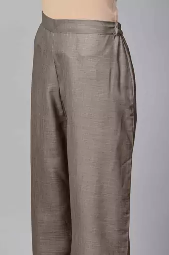 Women Grey Kurta with Palazzos & With Dupatta