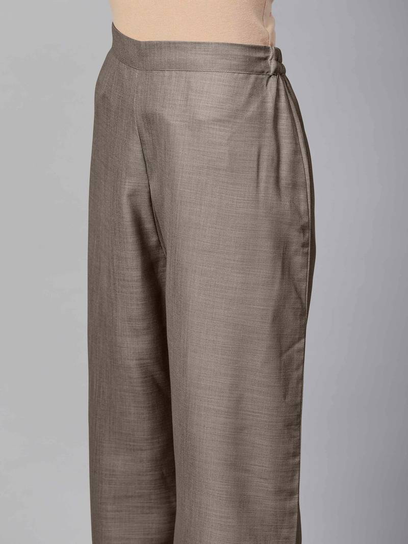 Women Grey Kurta with Palazzos & With Dupatta