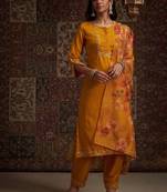 Floral Embroidered Kurta with Trousers & With Dupatta