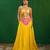 Bright Yellow Pink Embroidered Crepe Lehenga Set