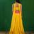 Bright Yellow Pink Embroidered Crepe Lehenga Set