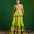 Green Purple Printed Crepe Lehenga Set