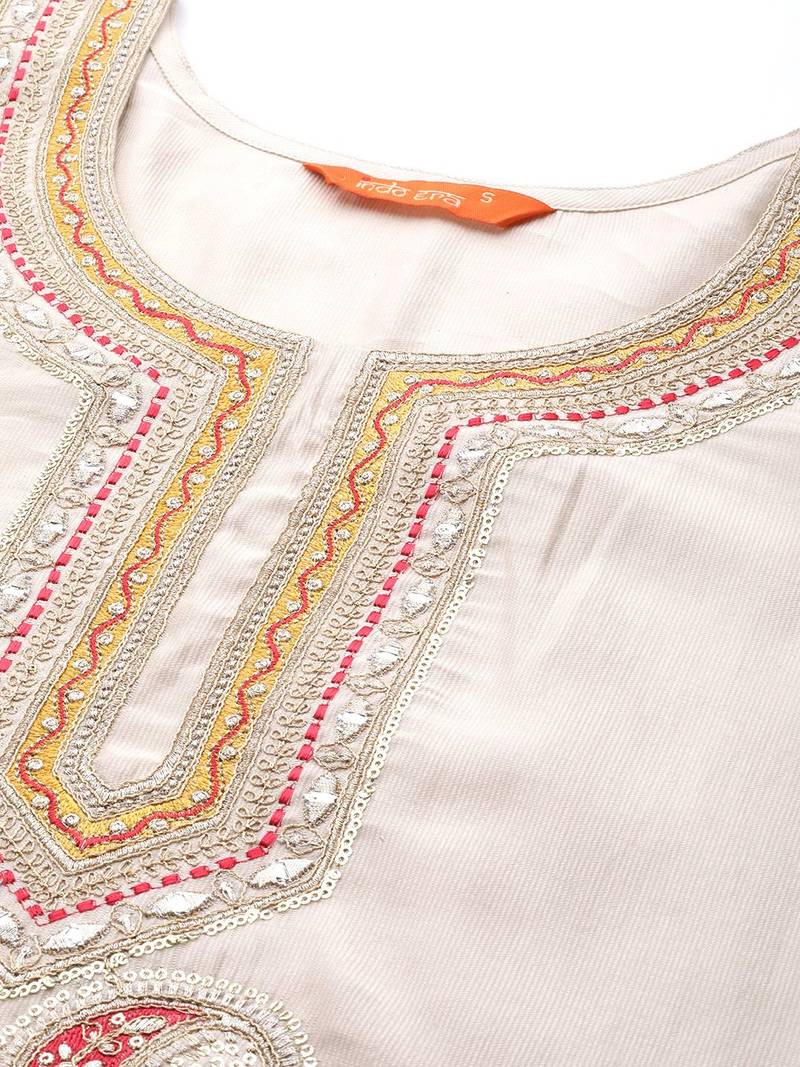 Yoke Design Liva Kurta with Trousers & With Dupatta