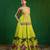 Green Purple Printed Crepe Lehenga Set