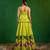 Green Purple Printed Crepe Lehenga Set