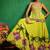 Green Purple Printed Crepe Lehenga Set