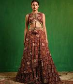 Maroon Digital Printed Georgette Lehenga Set