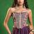 Dark Purple Embroidered Slub Silk Corset And Lehenga