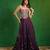 Dark Purple Embroidered Slub Silk Corset And Lehenga