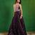 Dark Purple Embroidered Slub Silk Corset And Lehenga
