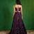 Dark Purple Embroidered Slub Silk Corset And Lehenga