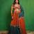 Rust Orange And Teal Embroidered Organza Lehenga Set