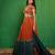 Rust Orange And Teal Embroidered Organza Lehenga Set
