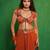 Rust Orange And Teal Embroidered Organza Lehenga Set