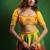 Yellow Green Printed Crepe And Glass Organza Lehenga Set