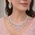 Rose Pink Pear Drop Necklace Earring Set, Silver Tone Cubic Zirconia Bridal Jewellery