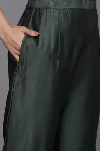 Floral Embroidered Sequinned Liva Kurta with Trousers & With Dupatta