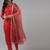 Women Red Floral Embroidered Regular Kurta with Trousers & With Dupatta