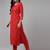 Women Red Floral Embroidered Regular Kurta with Trousers & With Dupatta