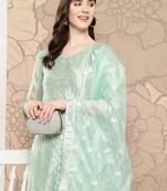 Women Regular Chanderi Silk Kurta with Trousers & With Dupatta