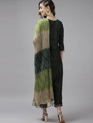 Floral Embroidered Sequinned Liva Kurta With Trousers & Dupatta 6
