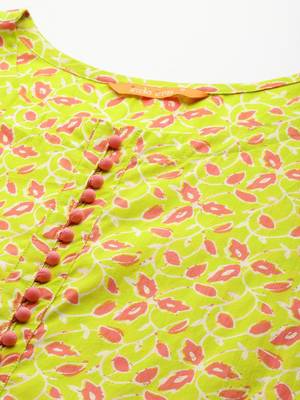 Floral Printed Empire Gotta Patti Pure Cotton Kurta With Trousers 2