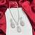 Pink Teardrop Crystal Bridal Jewelry Set, Pear Cut CZ Necklace Earrings, Silver Finish