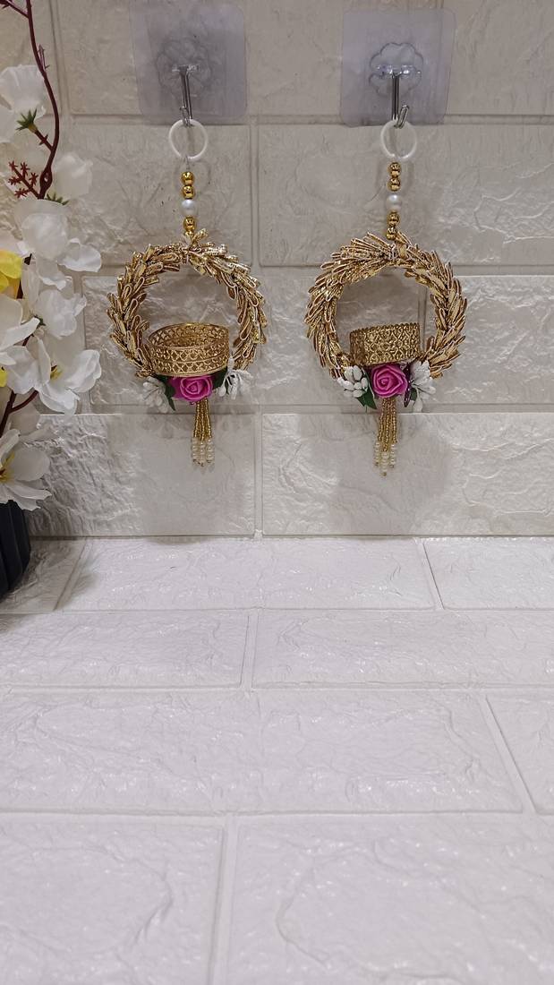 tea light flower small hanging for home decoration hanging decor (pack of 2)