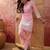 Pink cotton embroidered readymade suit set