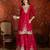Fuchsia pink silk blend embroidered readymade suit set