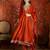 Rust silk blend embroidered readymade suit set