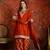 Rust silk blend embroidered readymade suit set
