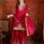 Fuchsia pink silk blend embroidered readymade suit set