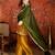 Mustard silk blend embroidered readymade suit set
