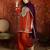 Rust silk blend embroidered readymade suit set