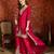 Fuchsia pink silk blend embroidered readymade suit set