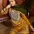 Mustard silk blend embroidered readymade suit set