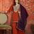 Rust silk blend embroidered readymade suit set