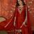 Rust silk blend embroidered readymade suit set