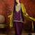 Purple silk blend embroidered readymade suit set