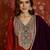 Rust silk blend embroidered readymade suit set