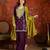 Purple silk blend embroidered readymade suit set