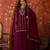 Purple silk blend embroidered readymade suit set